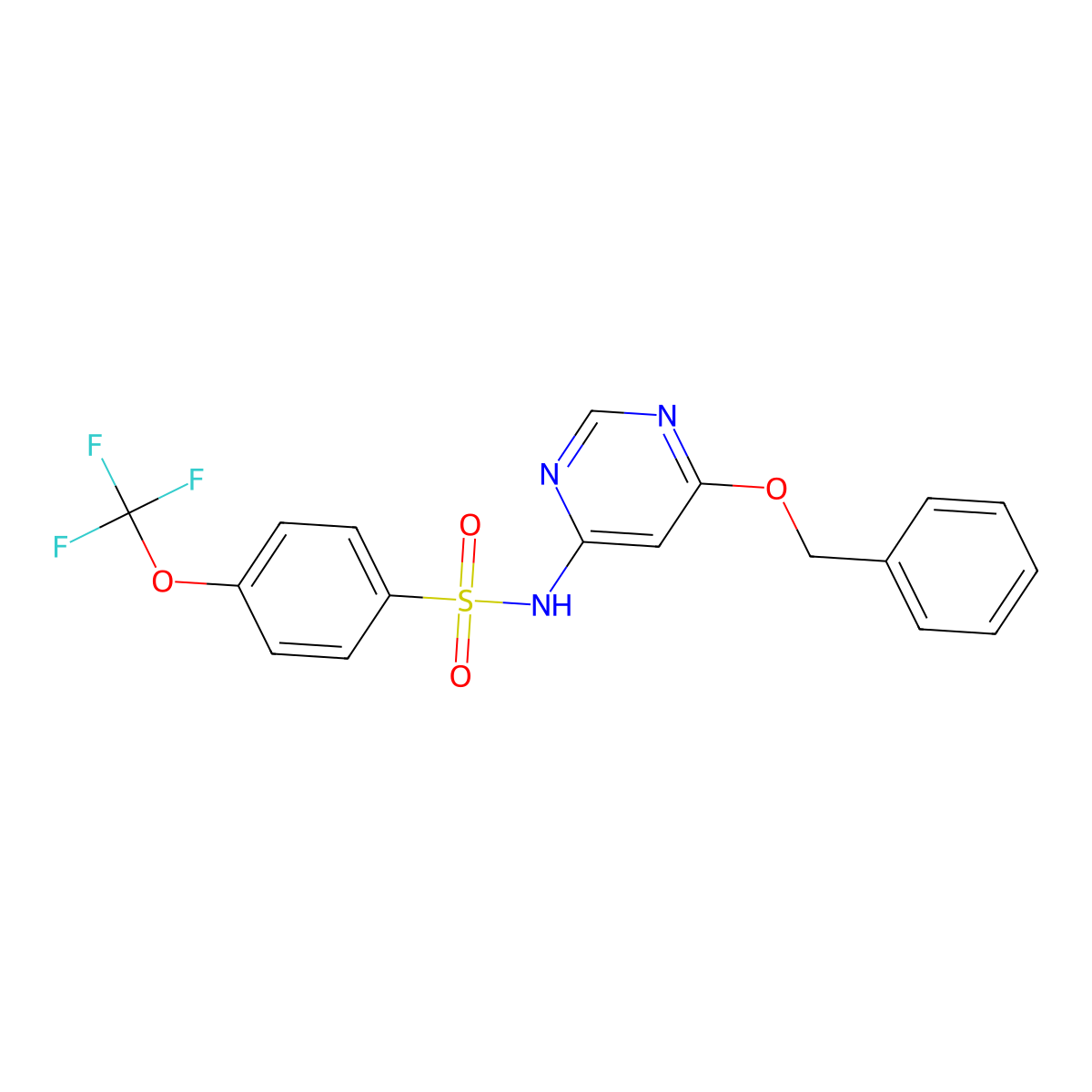 N-(6-(benzyloxy)pyrimidin-4-yl)-4-(trifluoromethoxy)benzenesulfonamide molecular structure, CAS 1421454-25-2