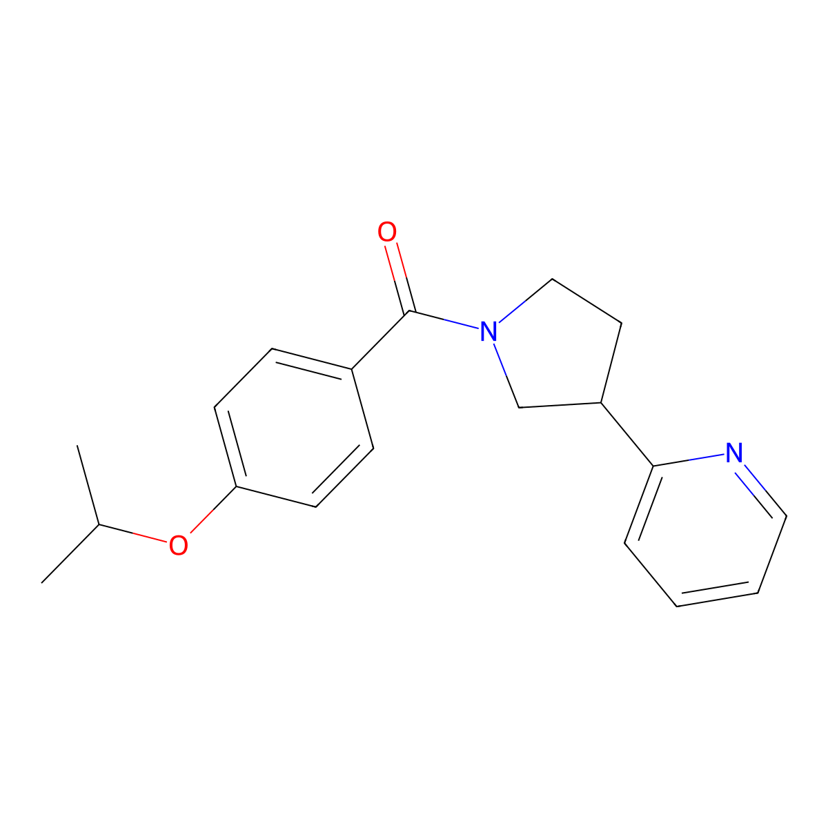 (4-Isopropoxyphenyl)(3-(pyridin-2-yl)pyrrolidin-1-yl)methanone molecular structure, CAS 1421454-30-9