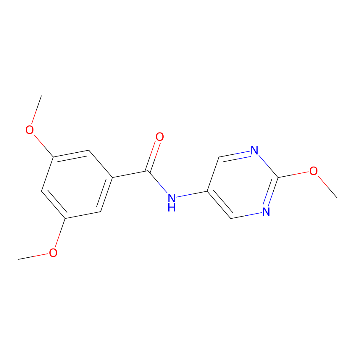 3,5-dimethoxy-N-(2-methoxypyrimidin-5-yl)benzamide molecular structure, CAS 1421454-31-0