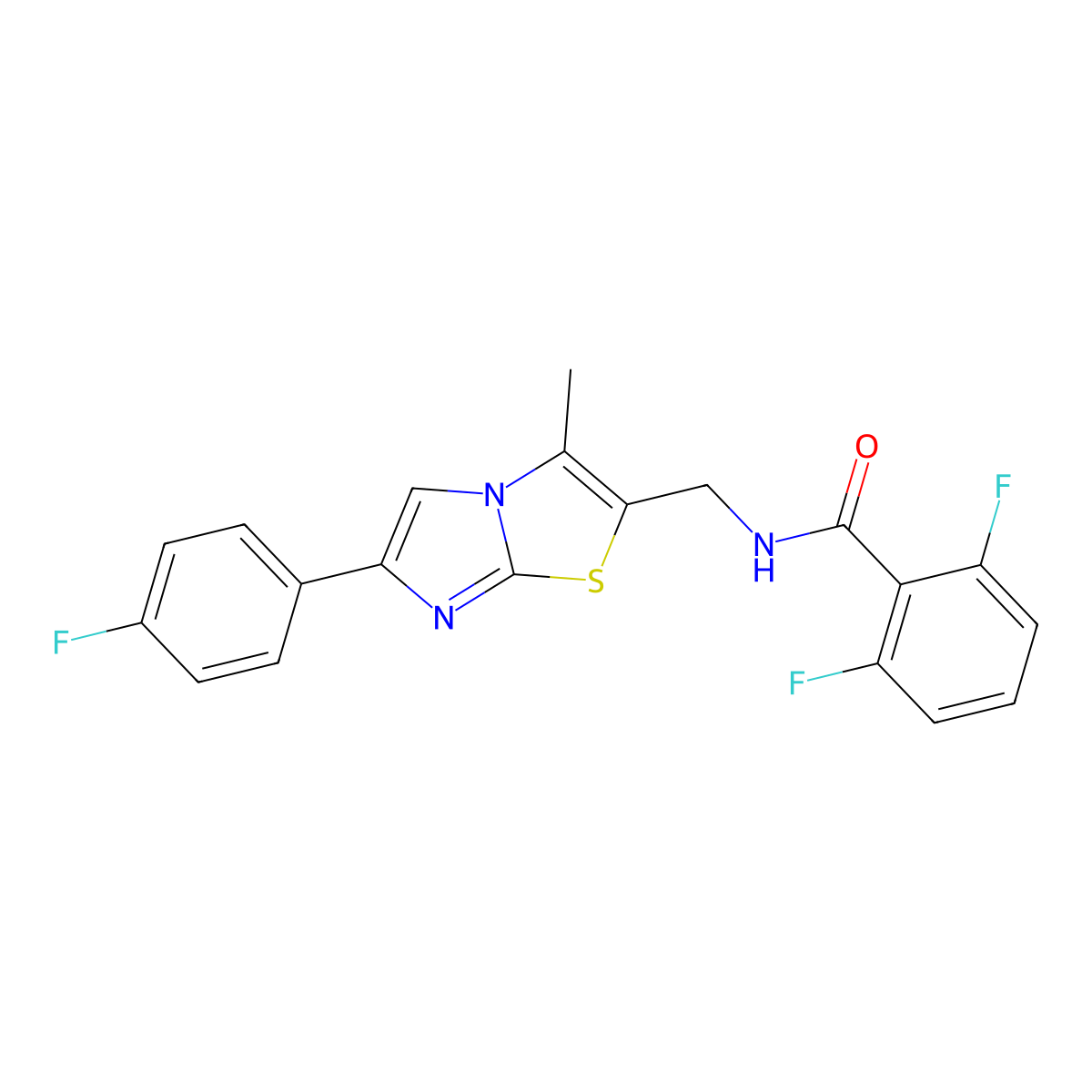 2,6-difluoro-N-((6-(4-fluorophenyl)-3-methylimidazo[2,1-b]thiazol-2-yl)methyl)benzamide molecular structure, CAS 1421454-33-2