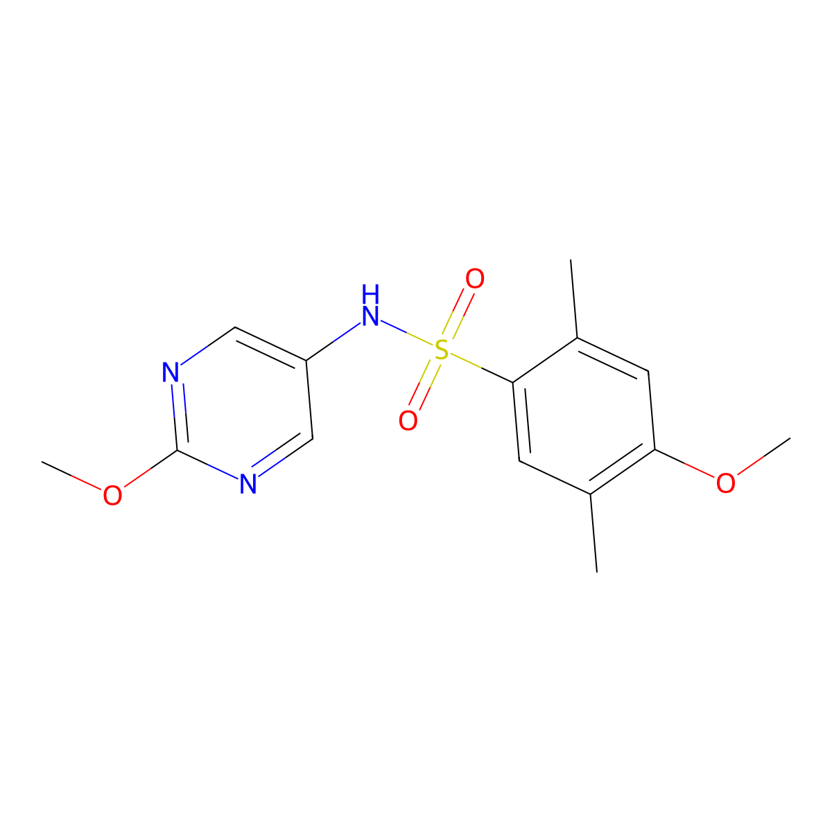 4-methoxy-N-(2-methoxypyrimidin-5-yl)-2,5-dimethylbenzenesulfonamide molecular structure, CAS 1421455-20-0