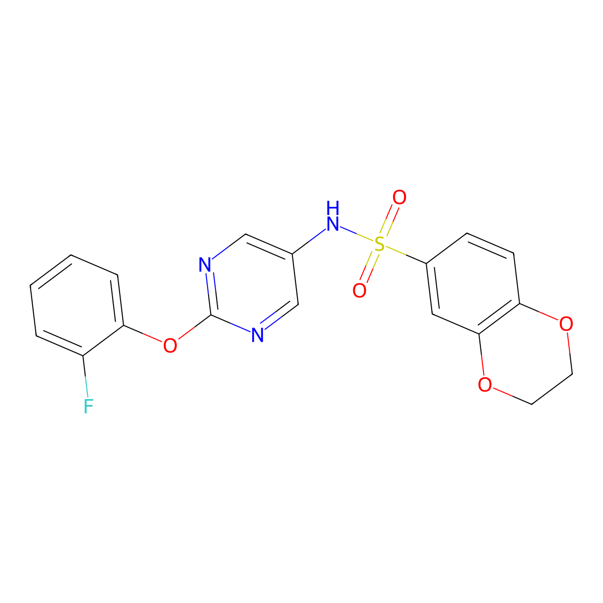 N-(2-(2-fluorophenoxy)pyrimidin-5-yl)-2,3-dihydrobenzo[b][1,4]dioxine-6-sulfonamide molecular structure, CAS 1421455-22-2