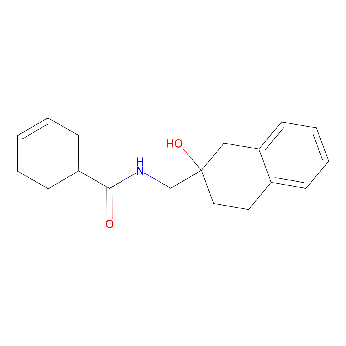 N-((2-hydroxy-1,2,3,4-tetrahydronaphthalen-2-yl)methyl)cyclohex-3-enecarboxamide molecular structure, CAS 1421455-24-4