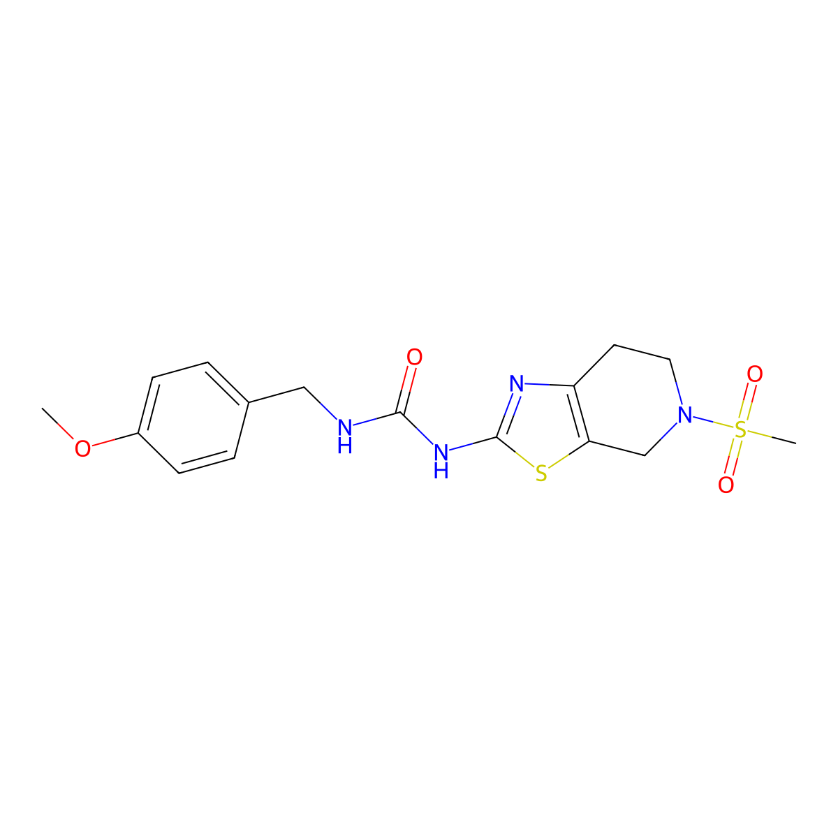 1-(4-Methoxybenzyl)-3-(5-(methylsulfonyl)-4,5,6,7-tetrahydrothiazolo[5,4-c]pyridin-2-yl)urea molecular structure, CAS 1421455-30-2