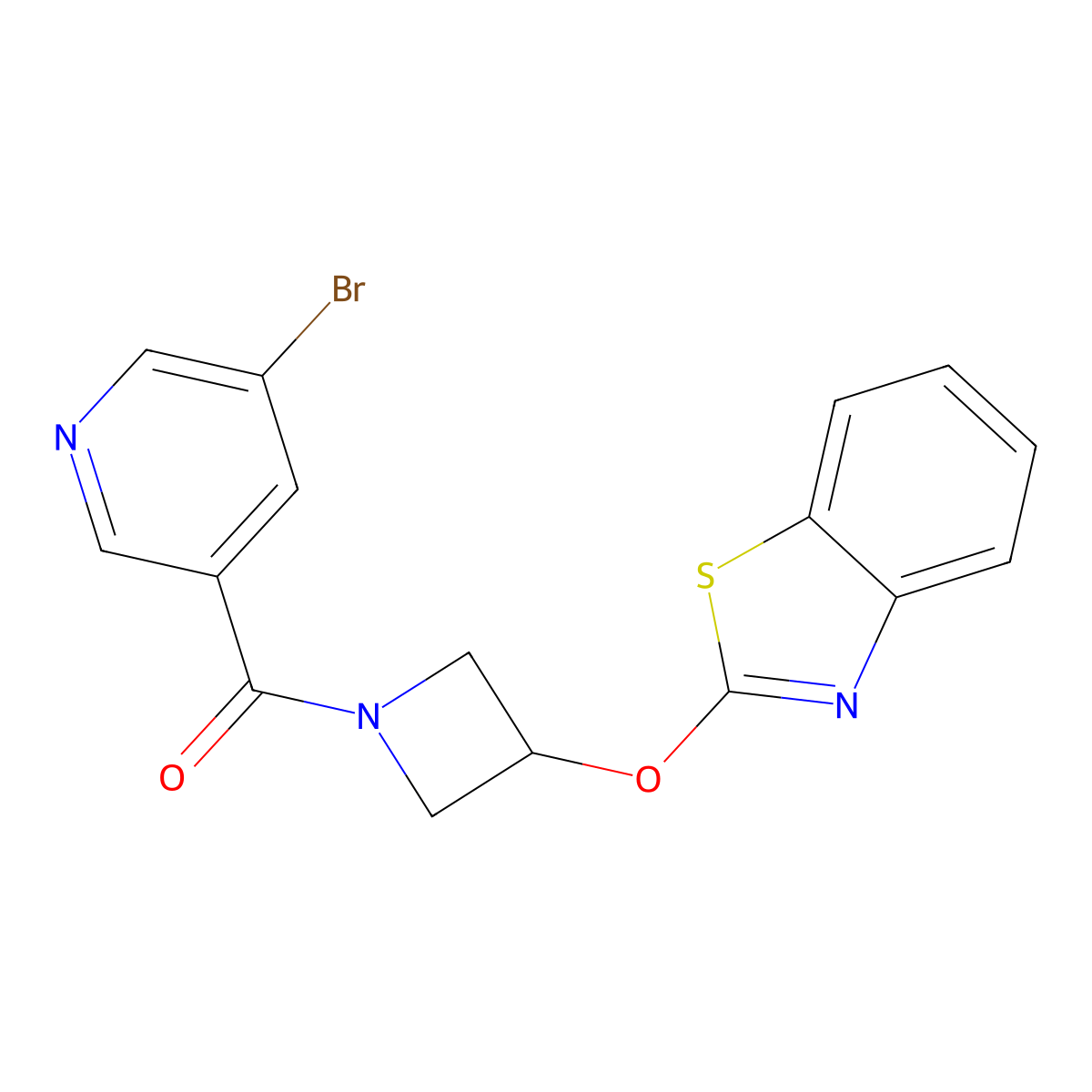 (3-(Benzo[d]thiazol-2-yloxy)azetidin-1-yl)(5-bromopyridin-3-yl)methanone molecular structure, CAS 1421455-32-4