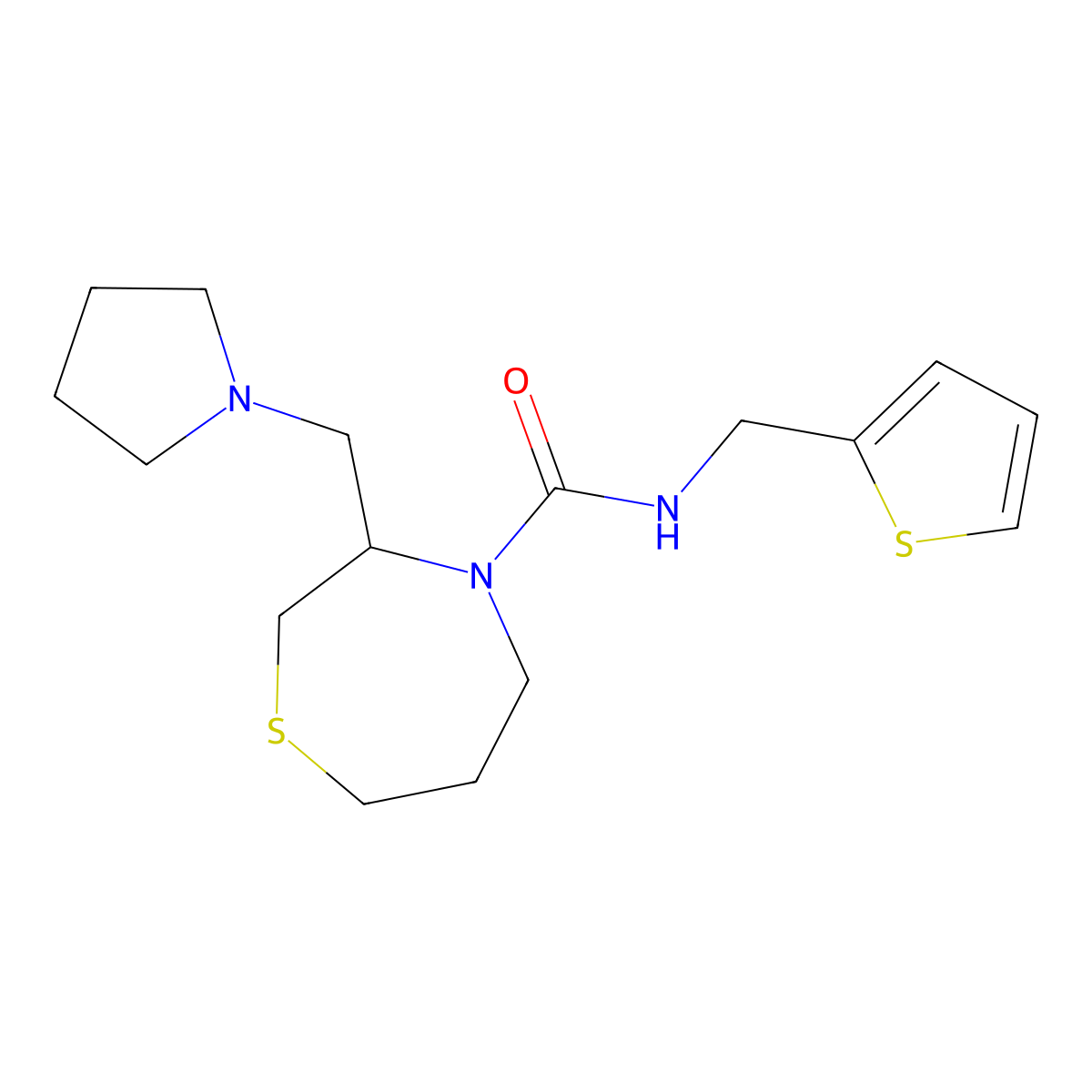 3-(pyrrolidin-1-ylmethyl)-N-(thiophen-2-ylmethyl)-1,4-thiazepane-4-carboxamide molecular structure, CAS 1421455-33-5
