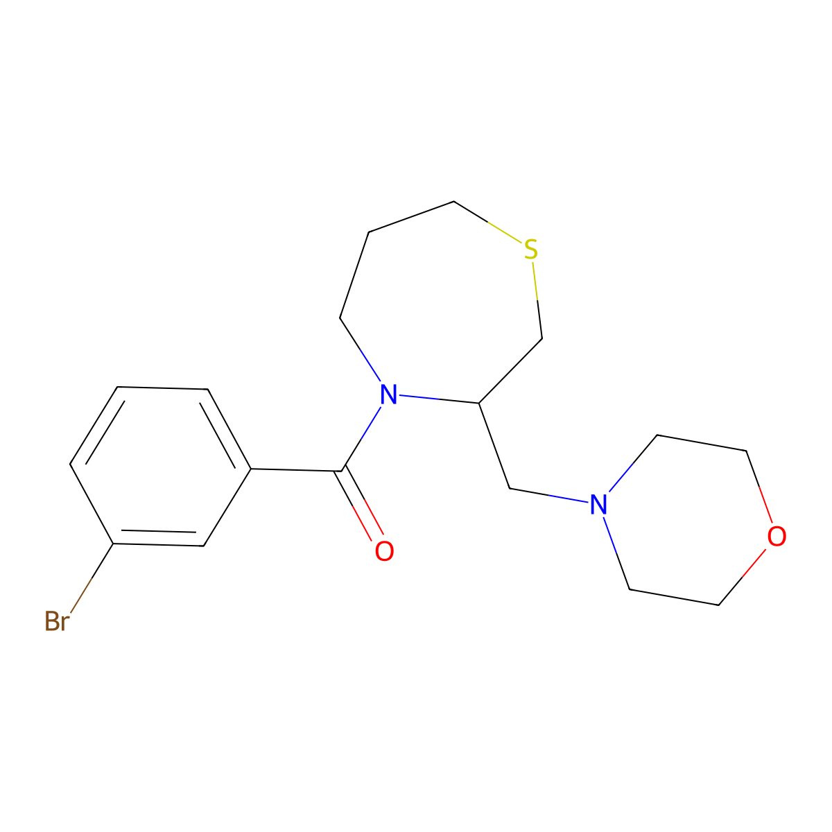 (3-Bromophenyl)(3-(morpholinomethyl)-1,4-thiazepan-4-yl)methanone molecular structure, CAS 1421455-38-0