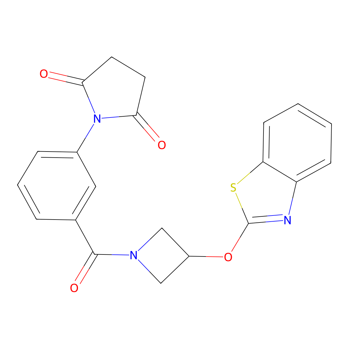 1-(3-(3-(Benzo[d]thiazol-2-yloxy)azetidine-1-carbonyl)phenyl)pyrrolidine-2,5-dione molecular structure, CAS 1421455-42-6