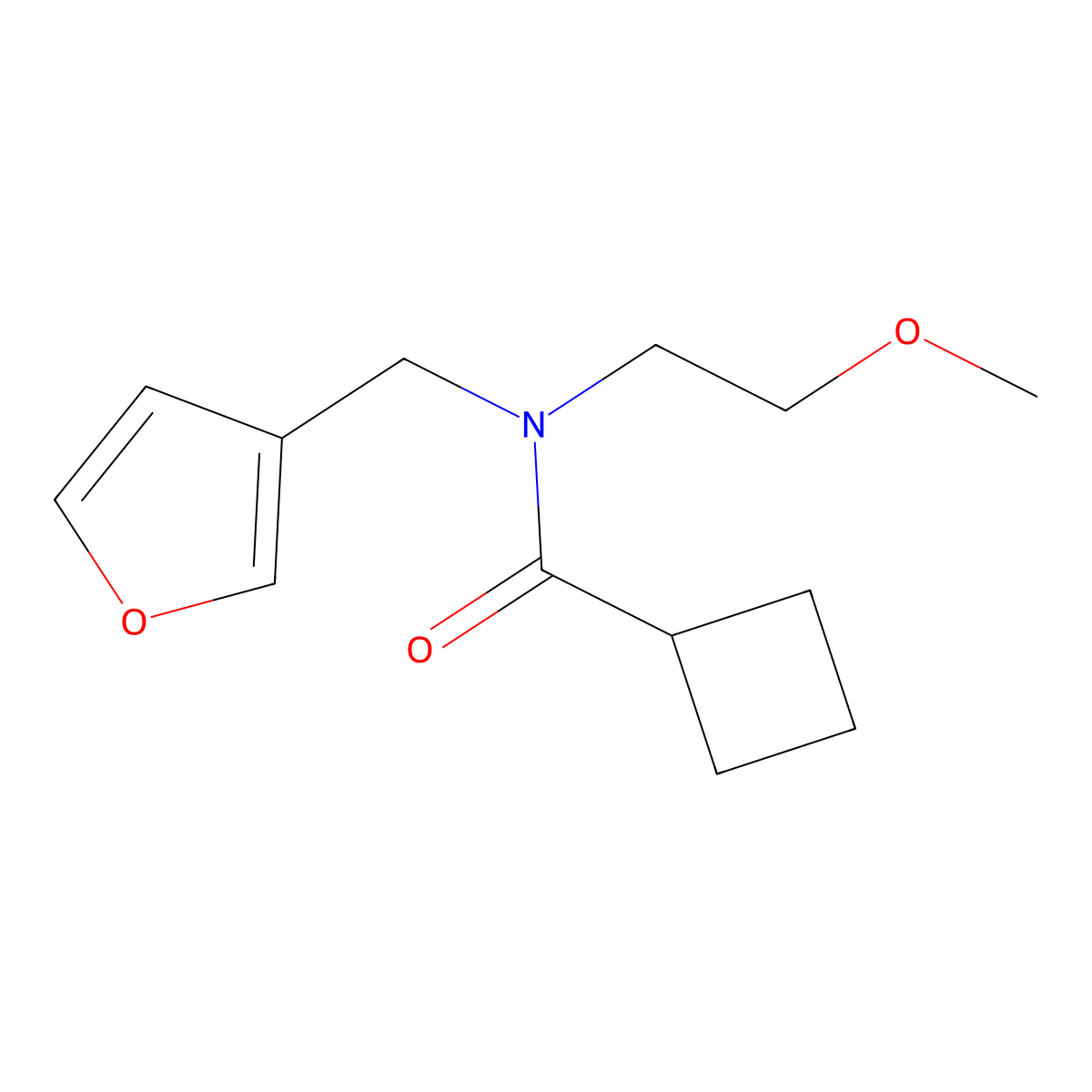 N-(furan-3-ylmethyl)-N-(2-methoxyethyl)cyclobutanecarboxamide molecular structure, CAS 1421455-44-8