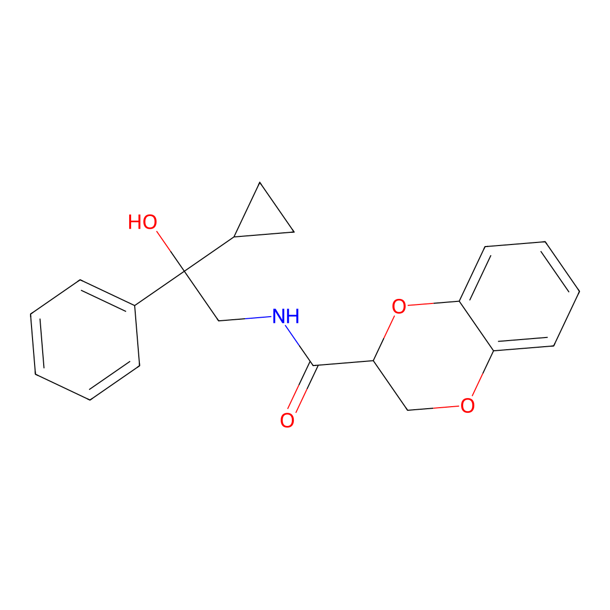 N-(2-Cyclopropyl-2-hydroxy-2-phenylethyl)-2,3-dihydro-1,4-benzodioxine-2-carboxamide molecular structure, CAS 1421455-50-6