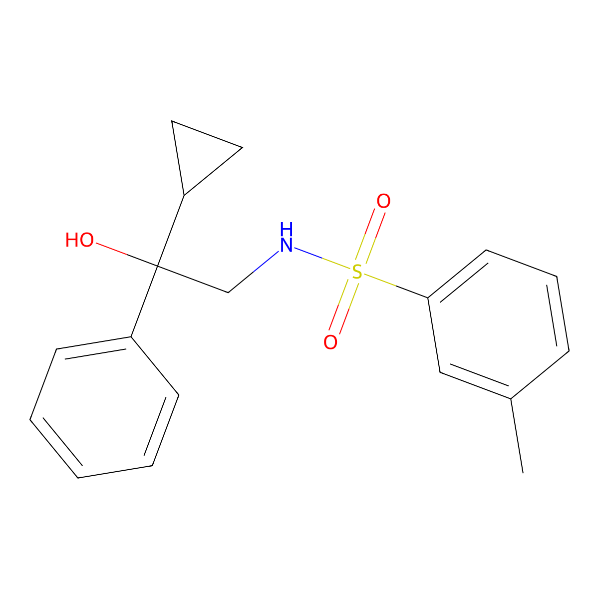 N-(2-cyclopropyl-2-hydroxy-2-phenylethyl)-3-methylbenzenesulfonamide molecular structure, CAS 1421455-54-0