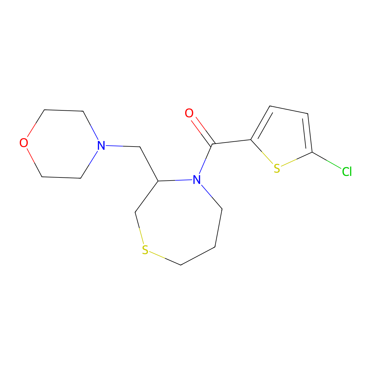 4-(5-Chlorothiophene-2-carbonyl)-3-[(morpholin-4-yl)methyl]-1,4-thiazepane molecular structure, CAS 1421455-57-3