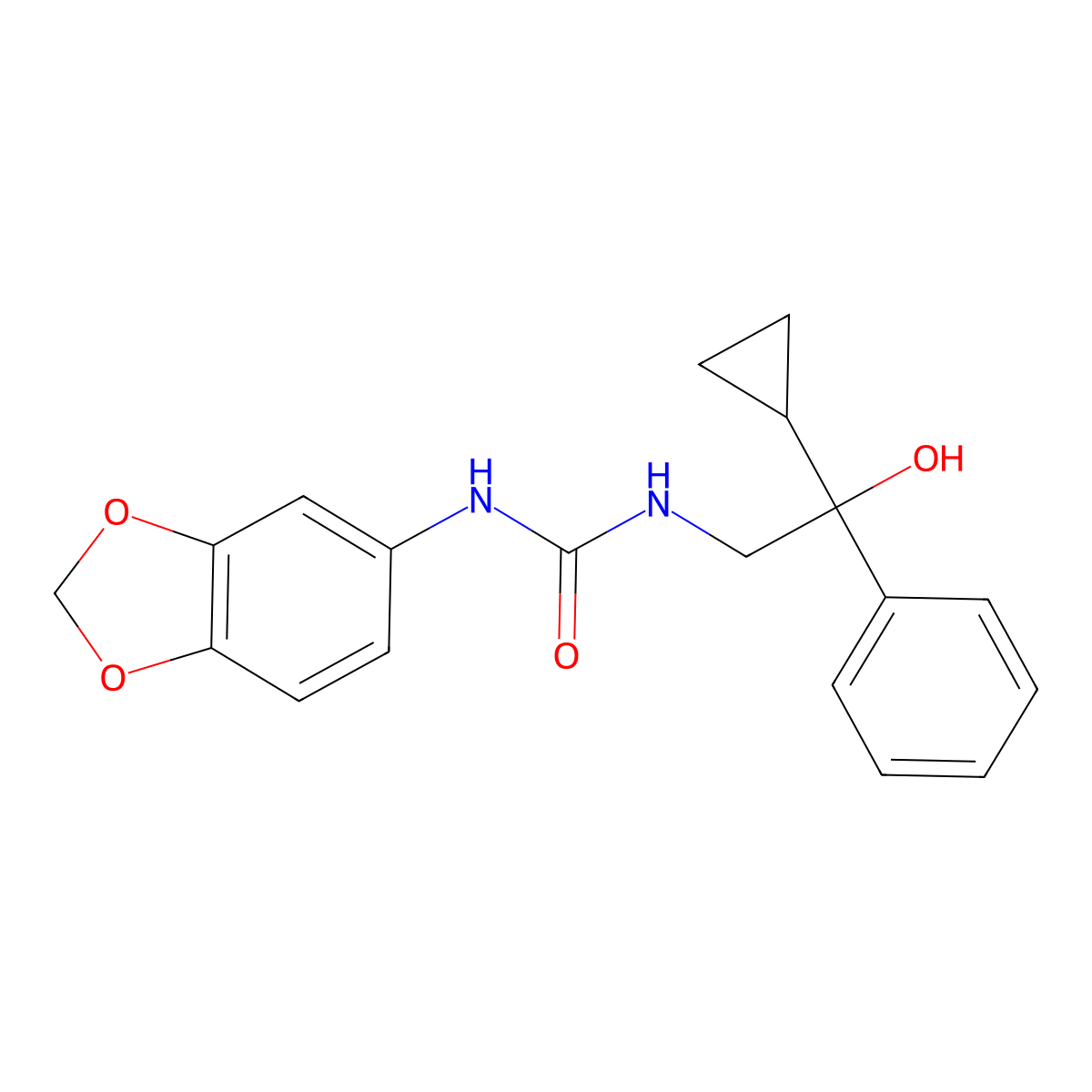 3-(2H-1,3-Benzodioxol-5-YL)-1-(2-cyclopropyl-2-hydroxy-2-phenylethyl)urea molecular structure, CAS 1421455-65-3