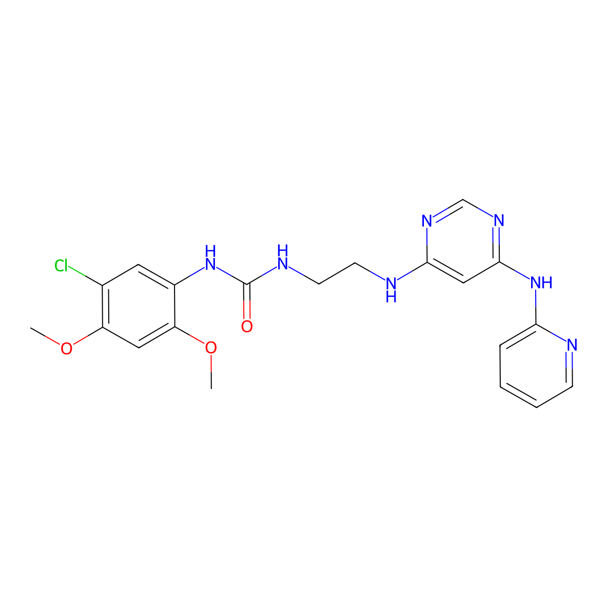 1-(5-Chloro-2,4-dimethoxyphenyl)-3-(2-((6-(pyridin-2-ylamino)pyrimidin-4-yl)amino)ethyl)urea molecular structure, CAS 1421455-73-3