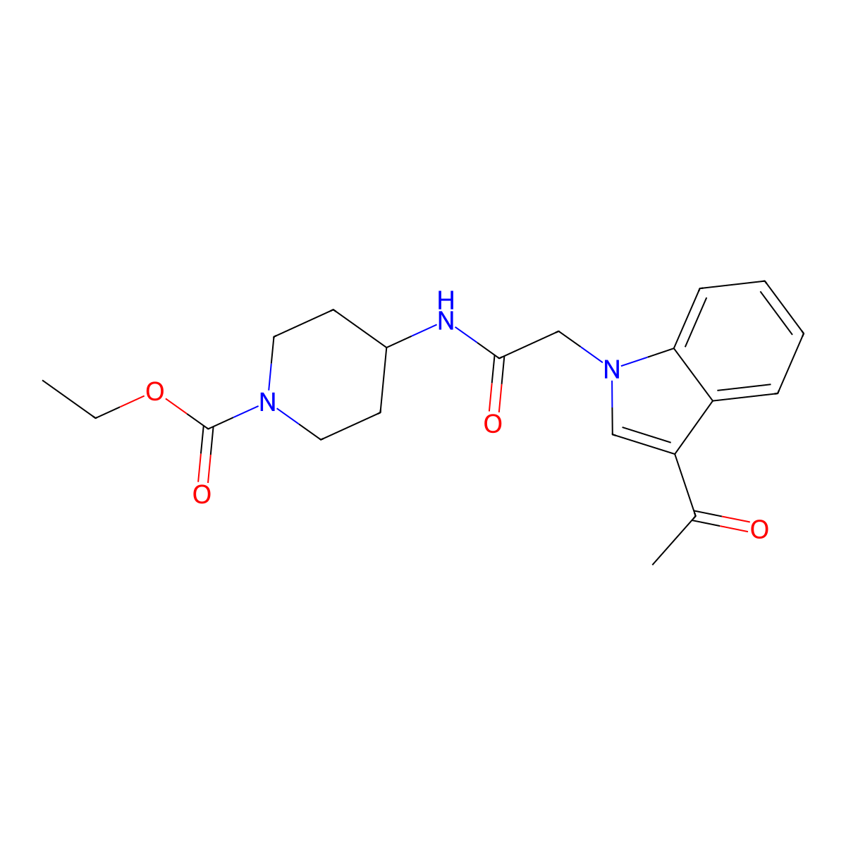 ethyl 4-[2-(3-acetyl-1H-indol-1-yl)acetamido]piperidine-1-carboxylate molecular structure, CAS 1421455-80-2