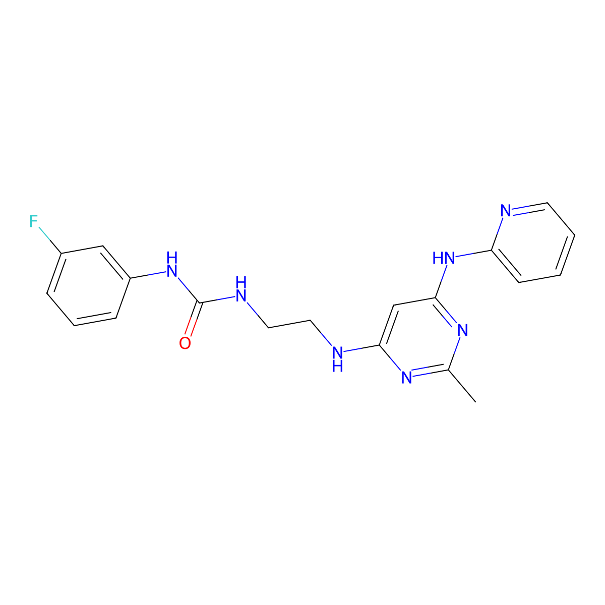 1-(3-Fluorophenyl)-3-[2-({2-methyl-6-[(pyridin-2-yl)amino]pyrimidin-4-yl}amino)ethyl]urea molecular structure, CAS 1421455-81-3