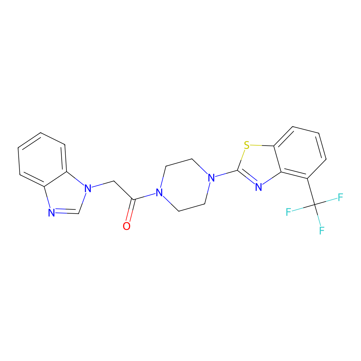 2-(1H-benzo[d]imidazol-1-yl)-1-(4-(4-(trifluoromethyl)benzo[d]thiazol-2-yl)piperazin-1-yl)ethanone molecular structure, CAS 1421455-82-4