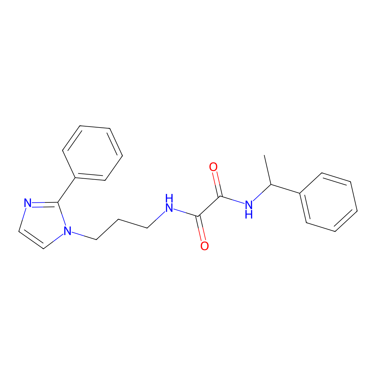 N-[3-(2-phenyl-1H-imidazol-1-yl)propyl]-N'-(1-phenylethyl)ethanediamide molecular structure, CAS 1421455-83-5