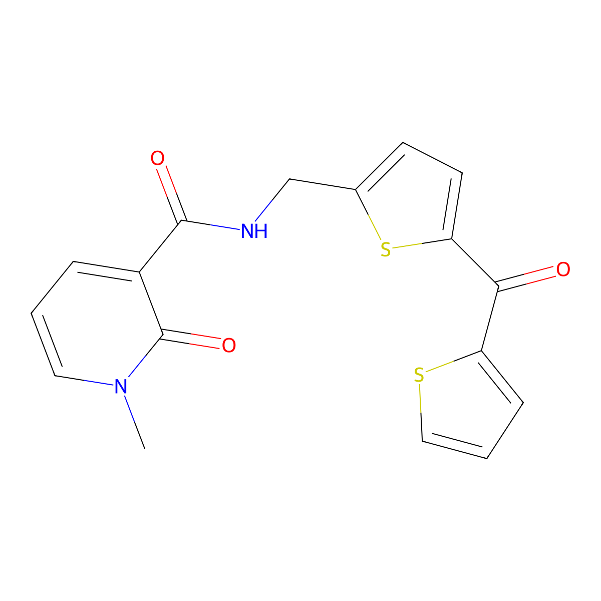 1-methyl-2-oxo-N-{[5-(thiophene-2-carbonyl)thiophen-2-yl]methyl}-1,2-dihydropyridine-3-carboxamide molecular structure, CAS 1421455-87-9