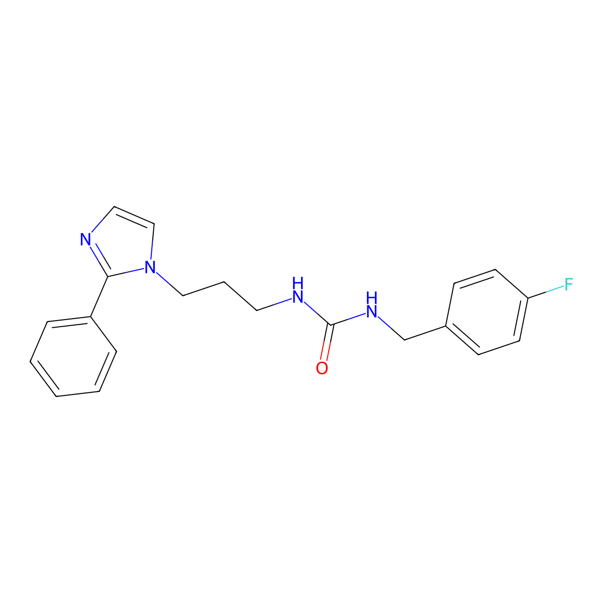 1-(4-fluorobenzyl)-3-(3-(2-phenyl-1H-imidazol-1-yl)propyl)urea molecular structure, CAS 1421455-88-0