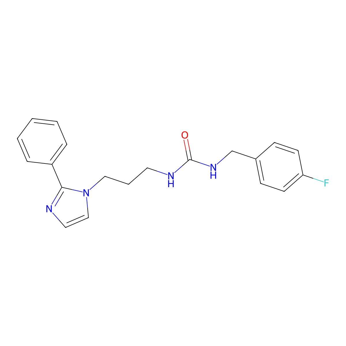 1-(4-fluorobenzyl)-3-(3-(2-phenyl-1H-imidazol-1-yl)propyl)urea molecular structure, CAS 1421455-88-0