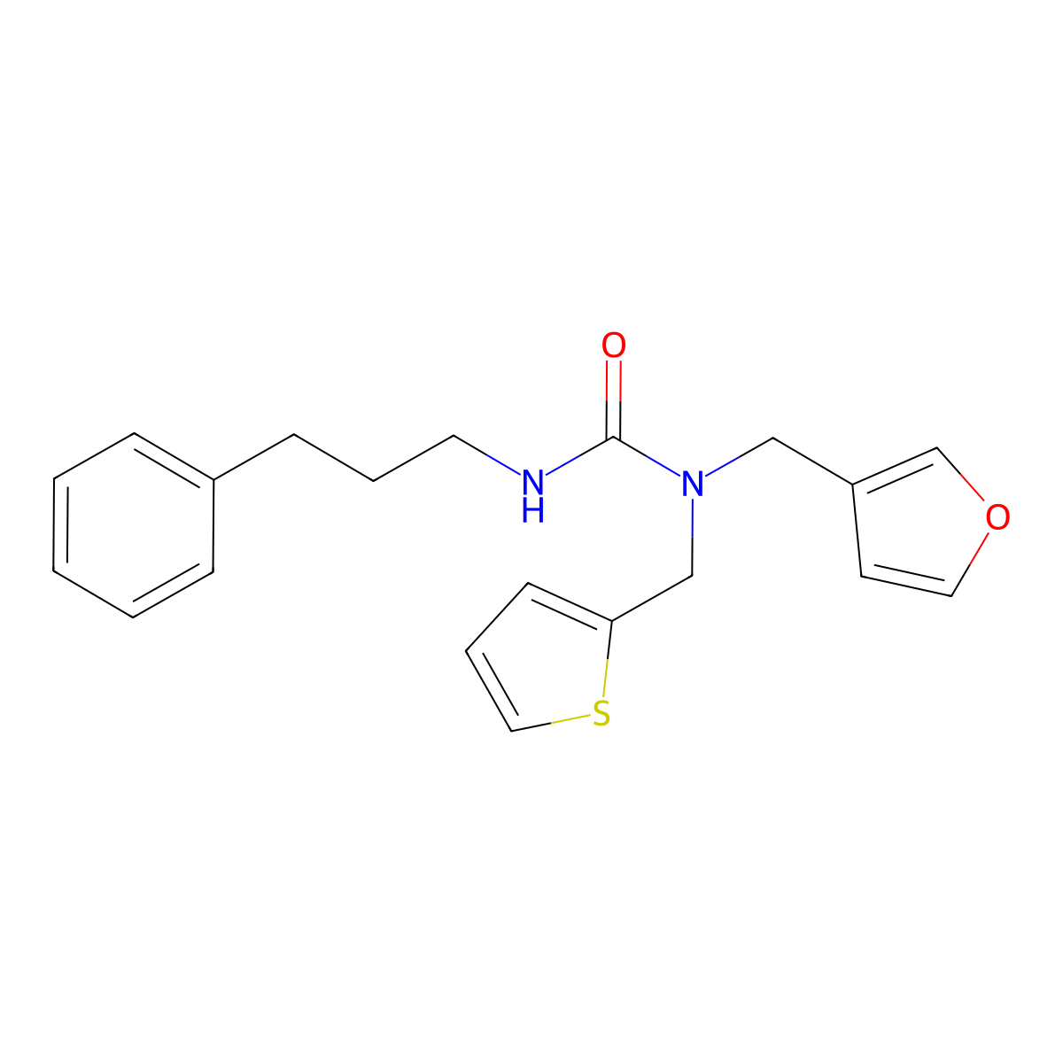 1-(Furan-3-ylmethyl)-3-(3-phenylpropyl)-1-(thiophen-2-ylmethyl)urea molecular structure, CAS 1421455-91-5