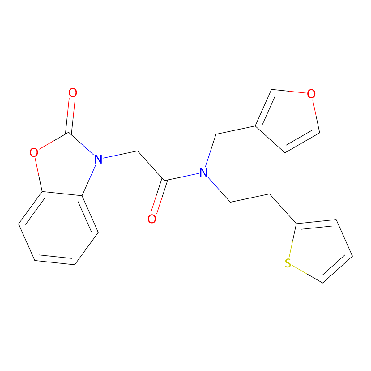 N-(furan-3-ylmethyl)-2-(2-oxobenzo[d]oxazol-3(2H)-yl)-N-(2-(thiophen-2-yl)ethyl)acetamide molecular structure, CAS 1421455-94-8