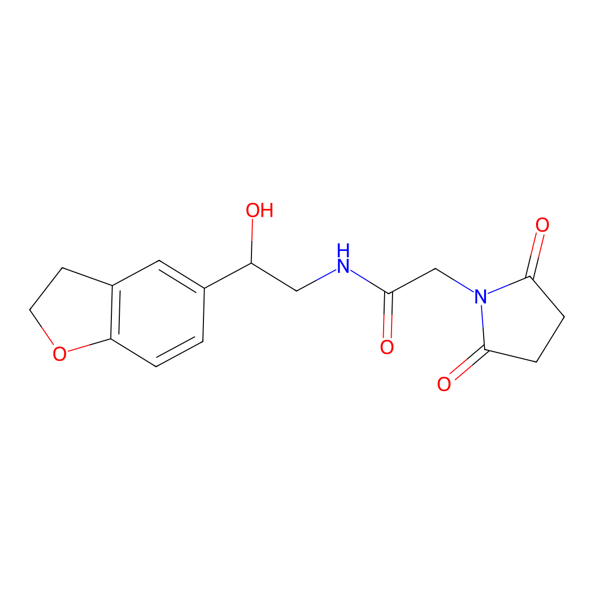 N-(2-(2,3-dihydrobenzofuran-5-yl)-2-hydroxyethyl)-2-(2,5-dioxopyrrolidin-1-yl)acetamide molecular structure, CAS 1421455-95-9