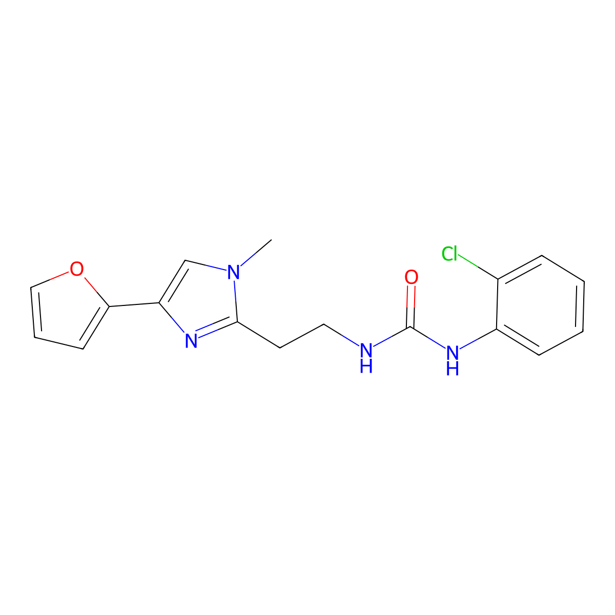 1-(2-chlorophenyl)-3-(2-(4-(furan-2-yl)-1-methyl-1H-imidazol-2-yl)ethyl)urea molecular structure, CAS 1421455-98-2