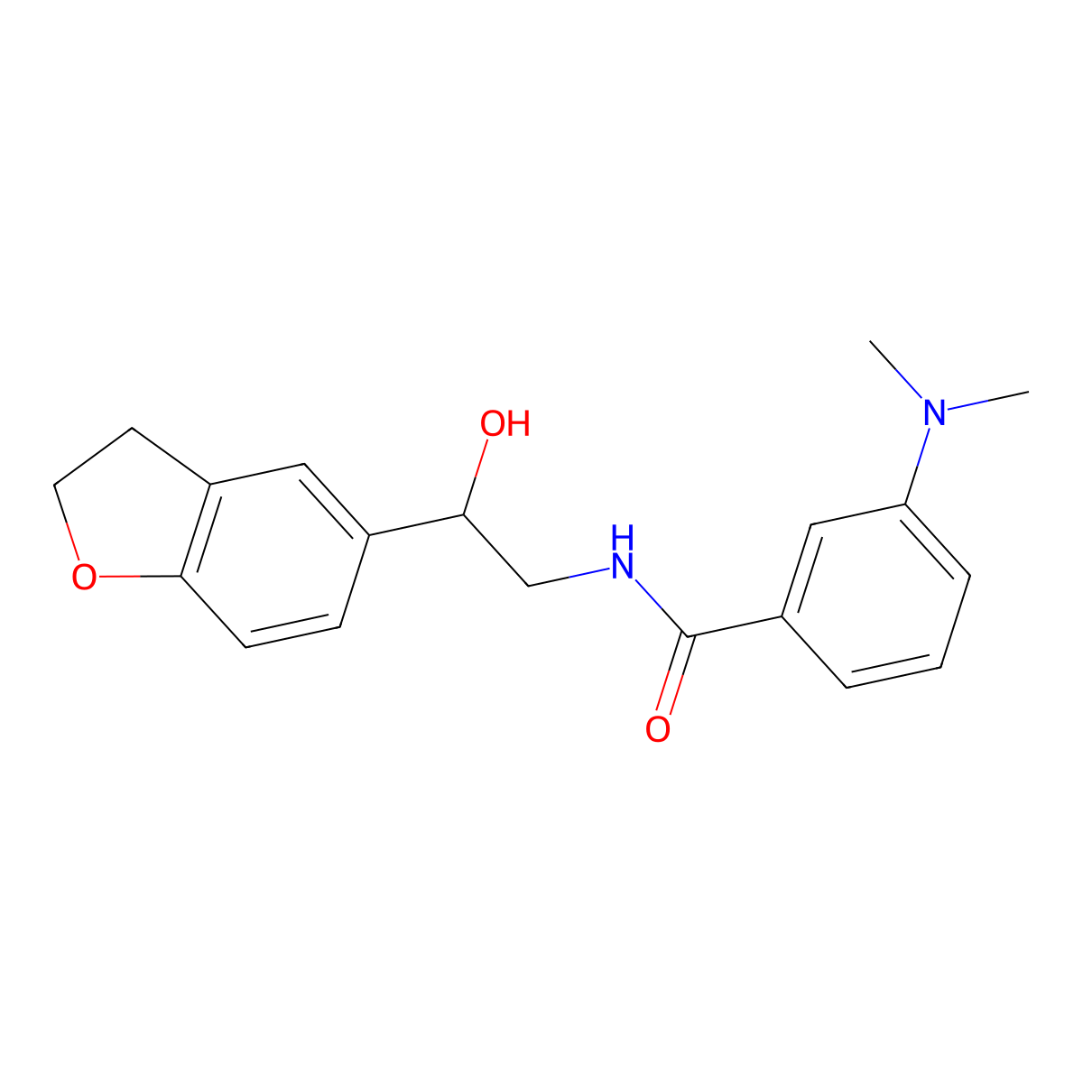 N-(2-(2,3-dihydrobenzofuran-5-yl)-2-hydroxyethyl)-3-(dimethylamino)benzamide molecular structure, CAS 1421456-01-0