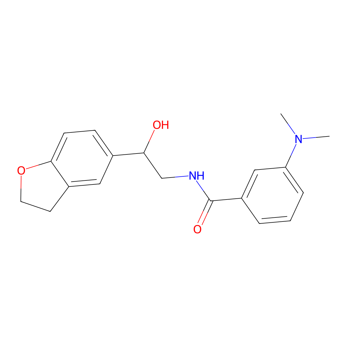 N-(2-(2,3-dihydrobenzofuran-5-yl)-2-hydroxyethyl)-3-(dimethylamino)benzamide molecular structure, CAS 1421456-01-0