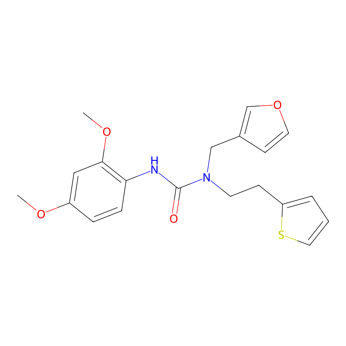 1-(2,4-Dimethoxyphenyl)-3-[(furan-3-yl)methyl]-3-[2-(thiophen-2-yl)ethyl]urea molecular structure, CAS 1421456-02-1