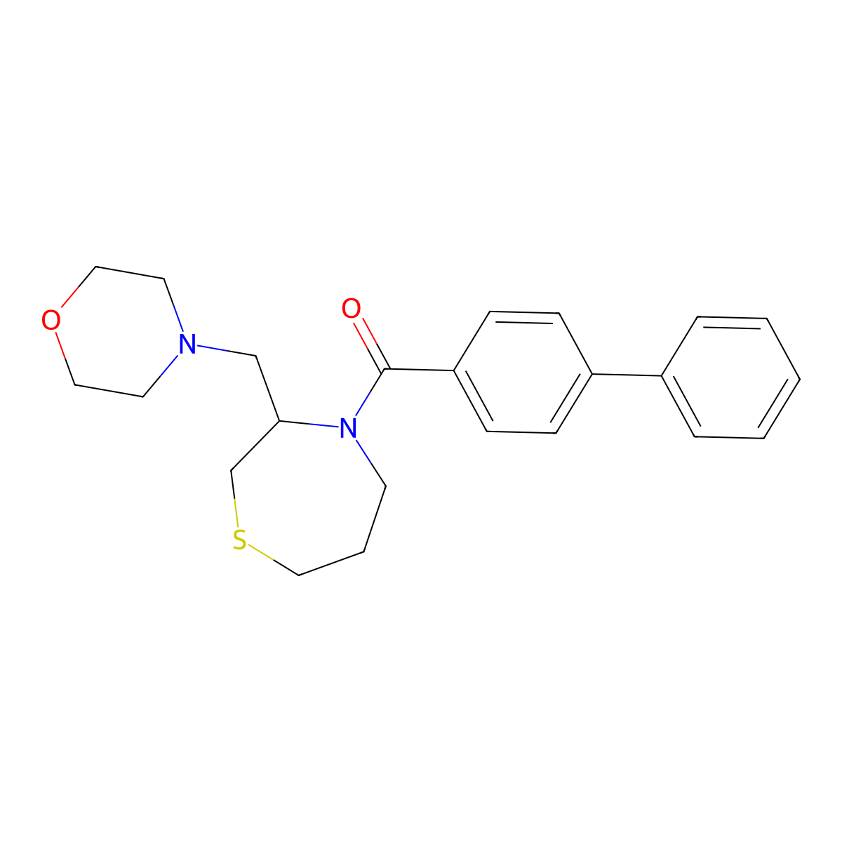 [1,1'-Biphenyl]-4-yl(3-(morpholinomethyl)-1,4-thiazepan-4-yl)methanone molecular structure, CAS 1421456-04-3