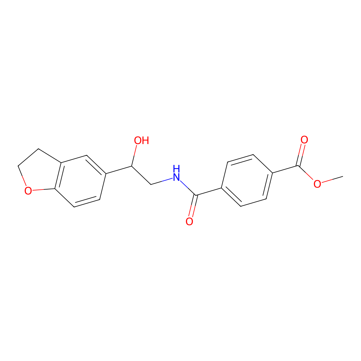 Methyl 4-((2-(2,3-dihydrobenzofuran-5-yl)-2-hydroxyethyl)carbamoyl)benzoate molecular structure, CAS 1421456-07-6