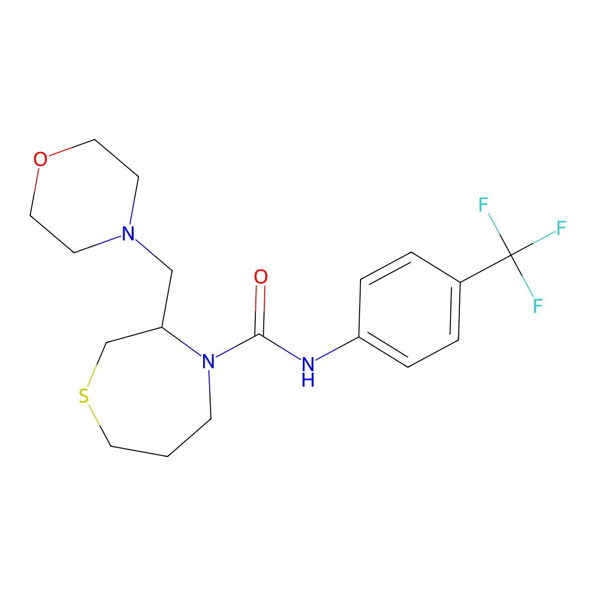 3-(morpholinomethyl)-N-(4-(trifluoromethyl)phenyl)-1,4-thiazepane-4-carboxamide molecular structure, CAS 1421456-08-7