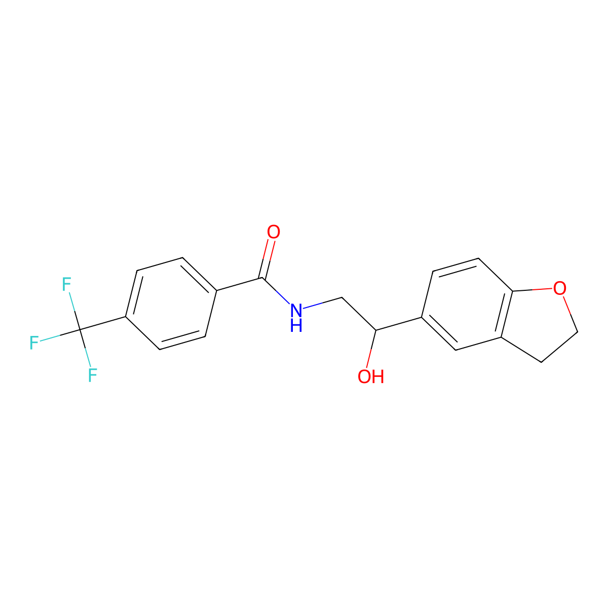 N-(2-(2,3-dihydrobenzofuran-5-yl)-2-hydroxyethyl)-4-(trifluoromethyl)benzamide molecular structure, CAS 1421456-12-3