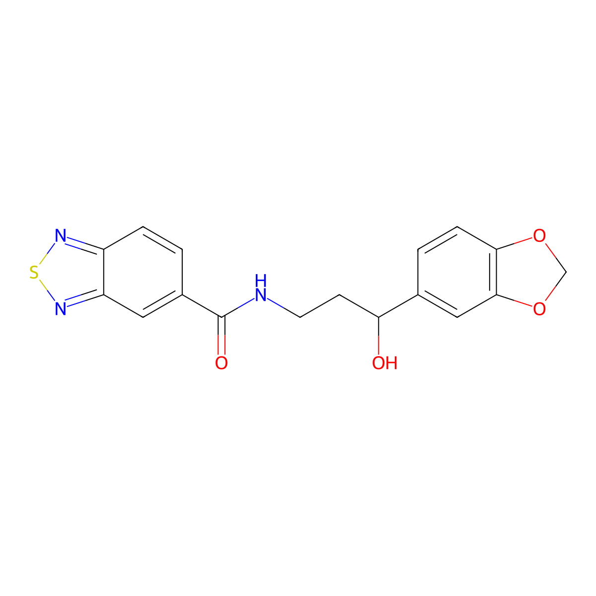 N-(3-(benzo[d][1,3]dioxol-5-yl)-3-hydroxypropyl)benzo[c][1,2,5]thiadiazole-5-carboxamide molecular structure, CAS 1421456-15-6