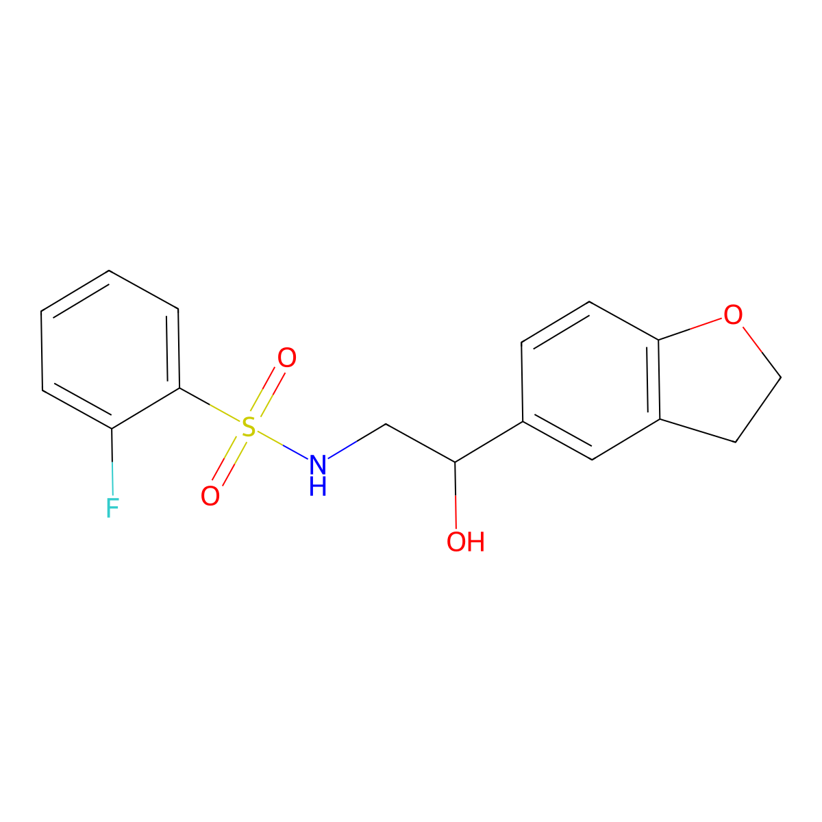 N-(2-(2,3-dihydrobenzofuran-5-yl)-2-hydroxyethyl)-2-fluorobenzenesulfonamide molecular structure, CAS 1421456-23-6