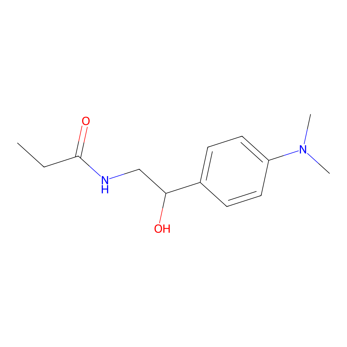 N-(2-(4-(dimethylamino)phenyl)-2-hydroxyethyl)propionamide molecular structure, CAS 1421456-35-0
