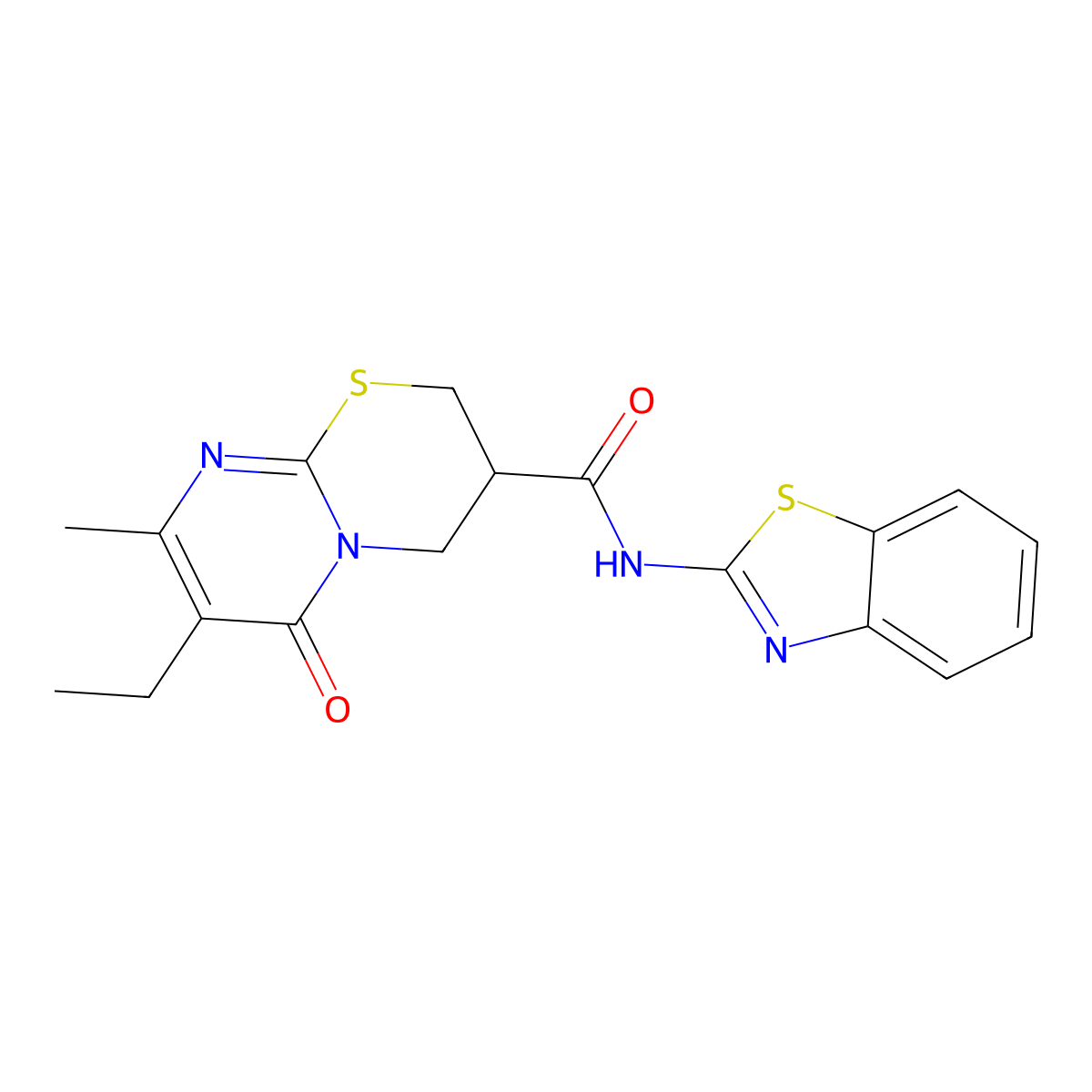 N-(benzo[d]thiazol-2-yl)-7-ethyl-8-methyl-6-oxo-2,3,4,6-tetrahydropyrimido[2,1-b][1,3]thiazine-3-carboxamide molecular structure, CAS 1421456-37-2