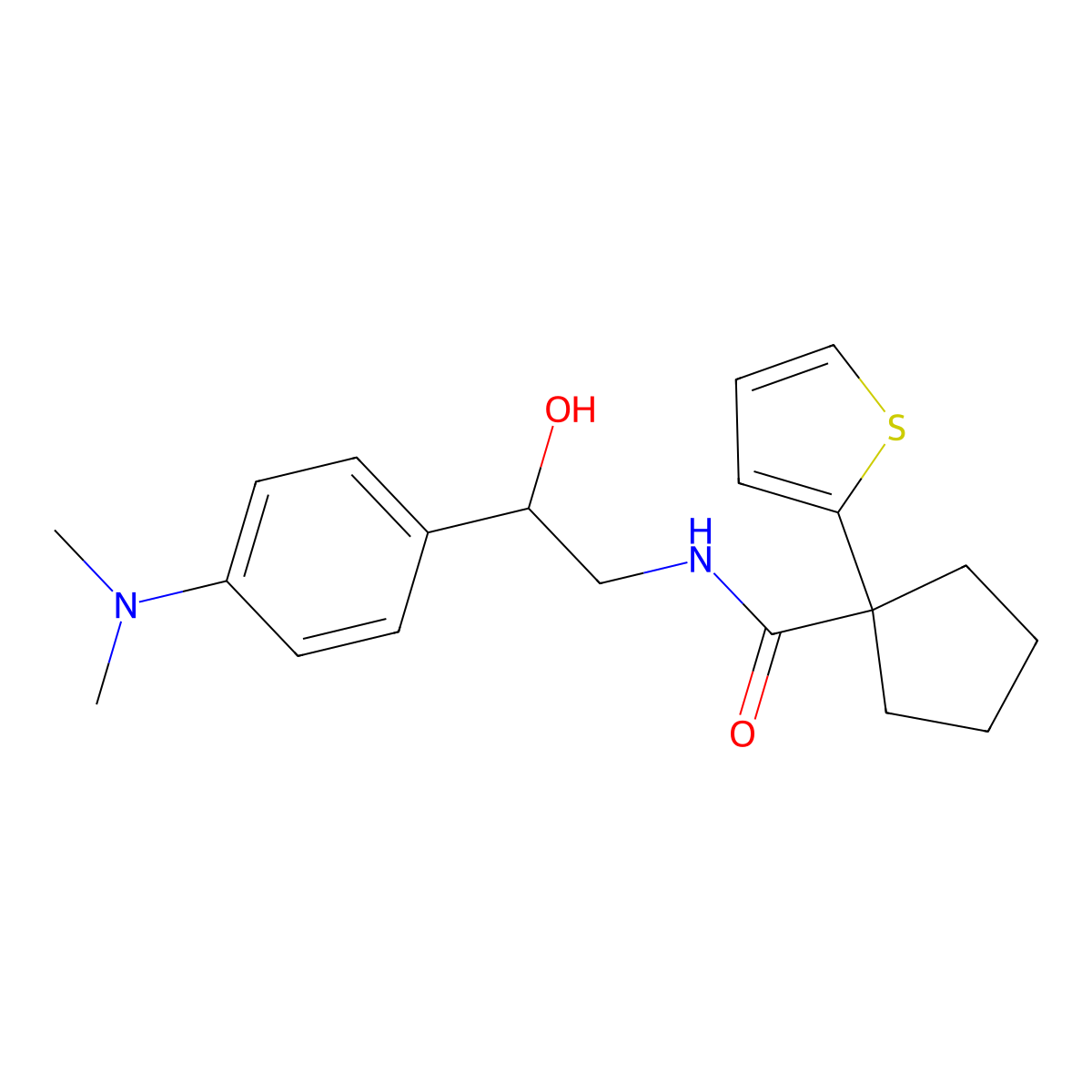 N-(2-(4-(dimethylamino)phenyl)-2-hydroxyethyl)-1-(thiophen-2-yl)cyclopentanecarboxamide molecular structure, CAS 1421456-45-2