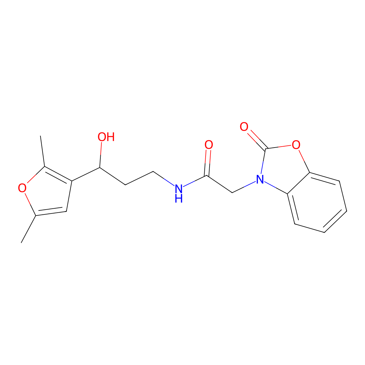 N-(3-(2,5-dimethylfuran-3-yl)-3-hydroxypropyl)-2-(2-oxobenzo[d]oxazol-3(2H)-yl)acetamide molecular structure, CAS 1421456-46-3
