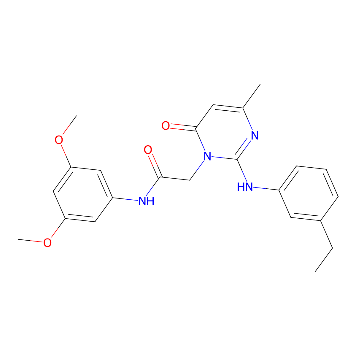 N-(3,5-dimethoxyphenyl)-2-(2-((3-ethylphenyl)amino)-4-methyl-6-oxopyrimidin-1(6H)-yl)acetamide molecular structure, CAS 1421456-48-5