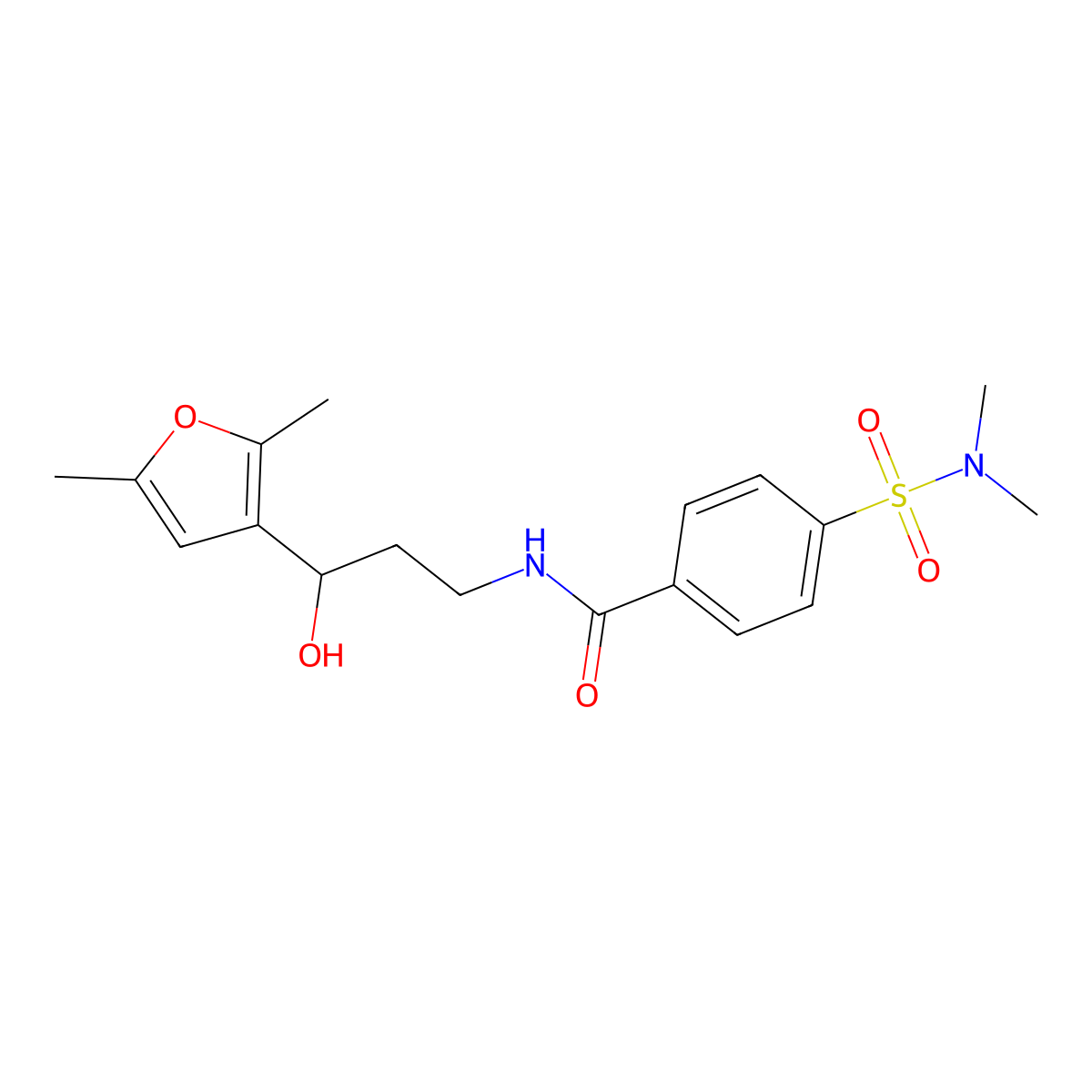 N-[3-(2,5-Dimethylfuran-3-YL)-3-hydroxypropyl]-4-(dimethylsulfamoyl)benzamide molecular structure, CAS 1421456-49-6