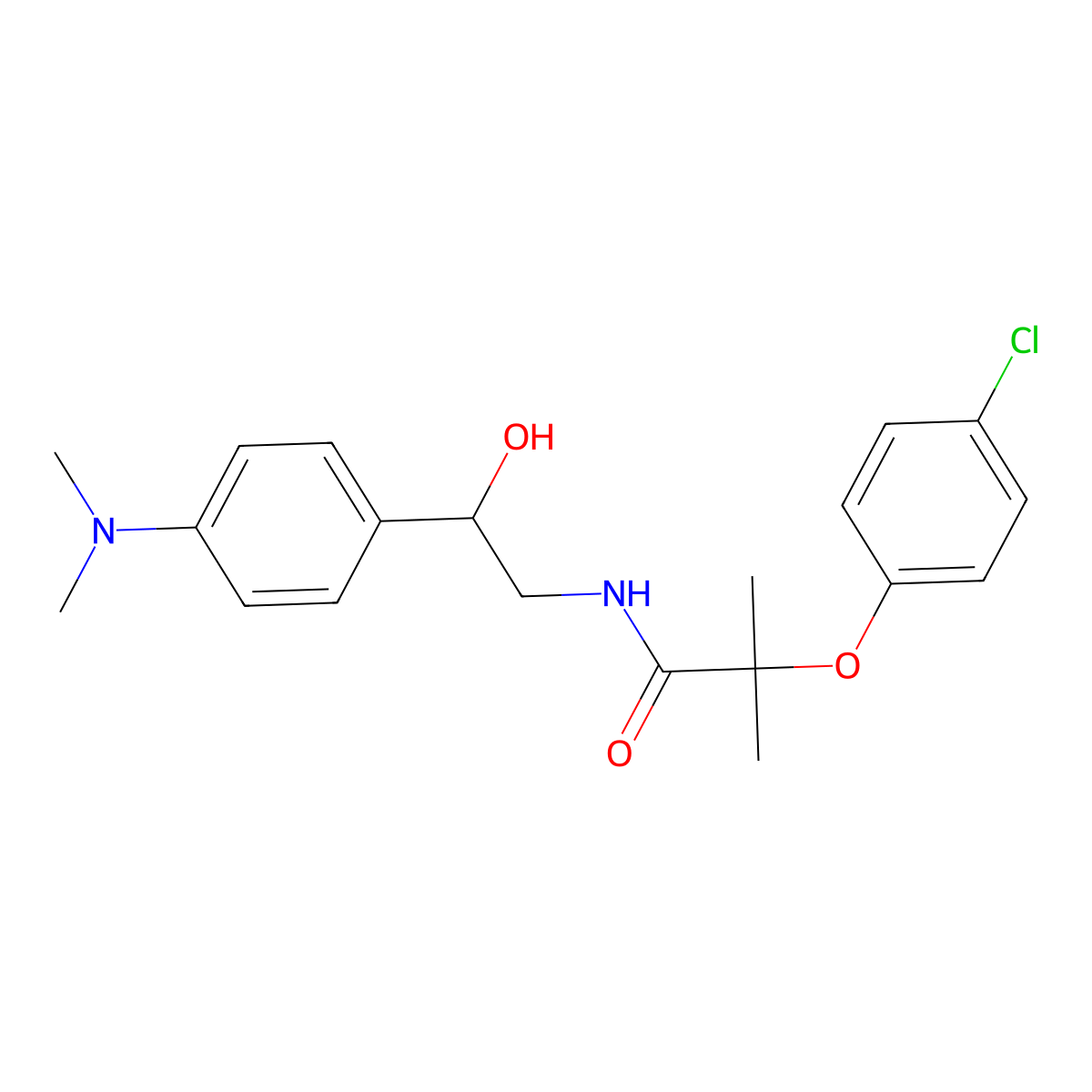 2-(4-Chlorophenoxy)-N-{2-[4-(dimethylamino)phenyl]-2-hydroxyethyl}-2-methylpropanamide molecular structure, CAS 1421456-51-0