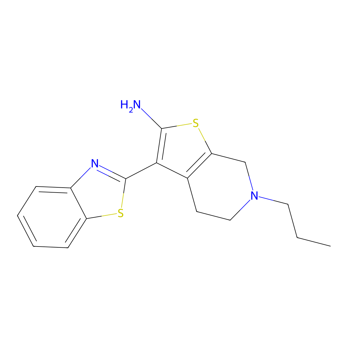 3-(Benzo[d]thiazol-2-yl)-6-propyl-4,5,6,7-tetrahydrothieno[2,3-c]pyridin-2-amine molecular structure, CAS 1421456-59-8