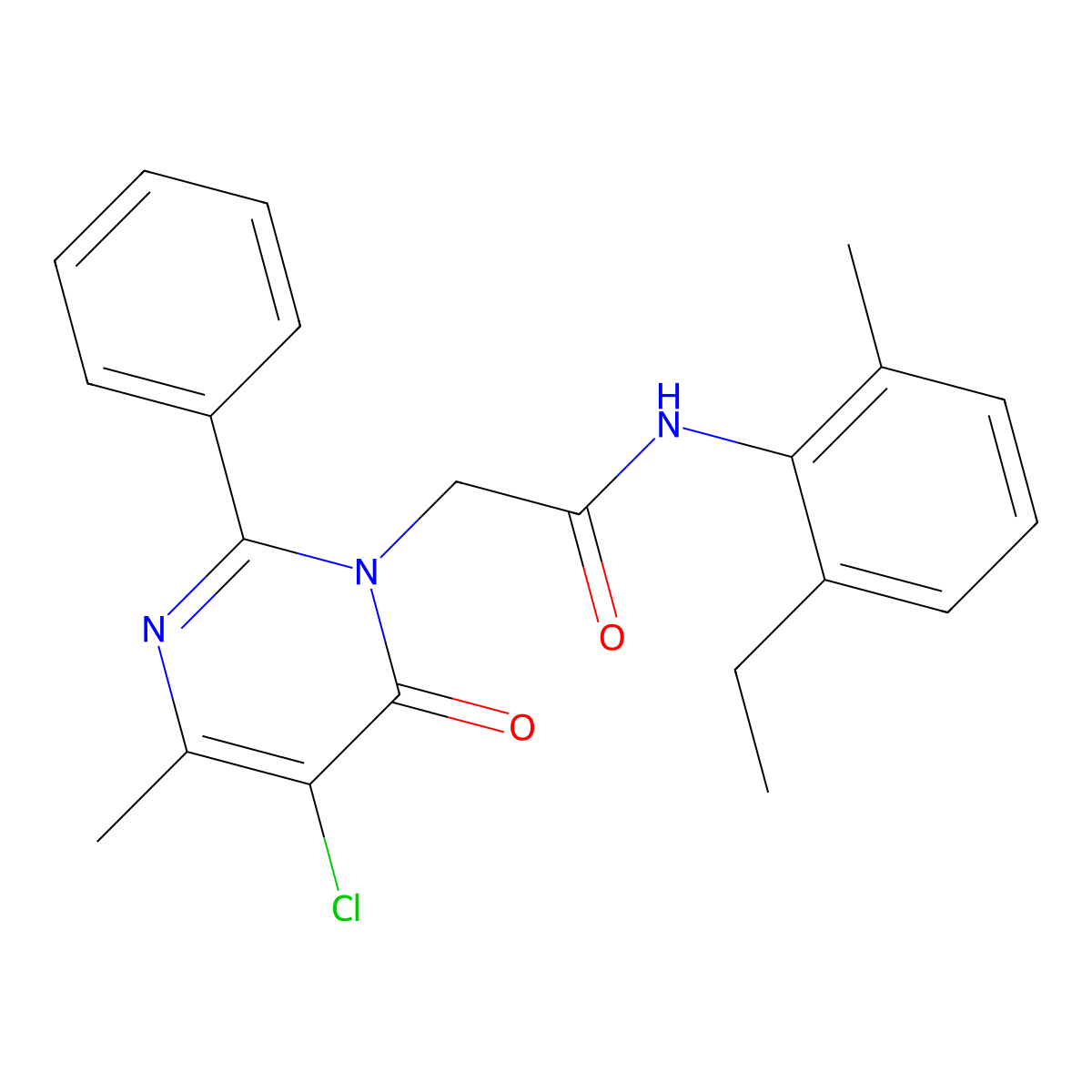 2-(5-chloro-4-methyl-6-oxo-2-phenylpyrimidin-1(6H)-yl)-N-(2-ethyl-6-methylphenyl)acetamide molecular structure, CAS 1421456-65-6