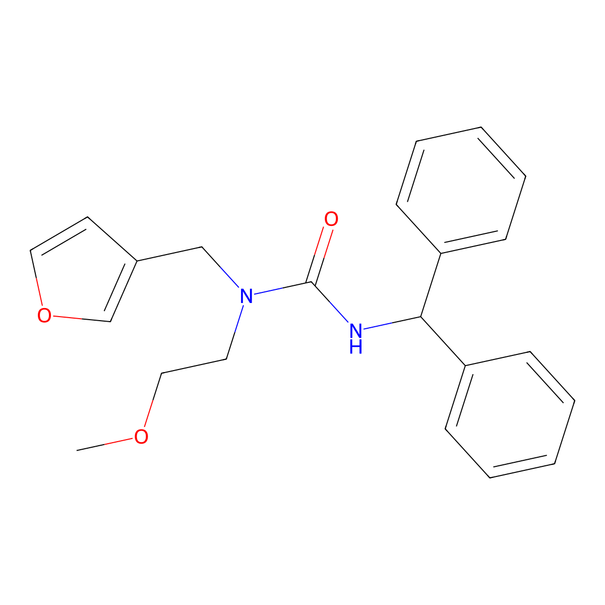 3-Benzhydryl-1-(furan-3-ylmethyl)-1-(2-methoxyethyl)urea molecular structure, CAS 1421456-66-7