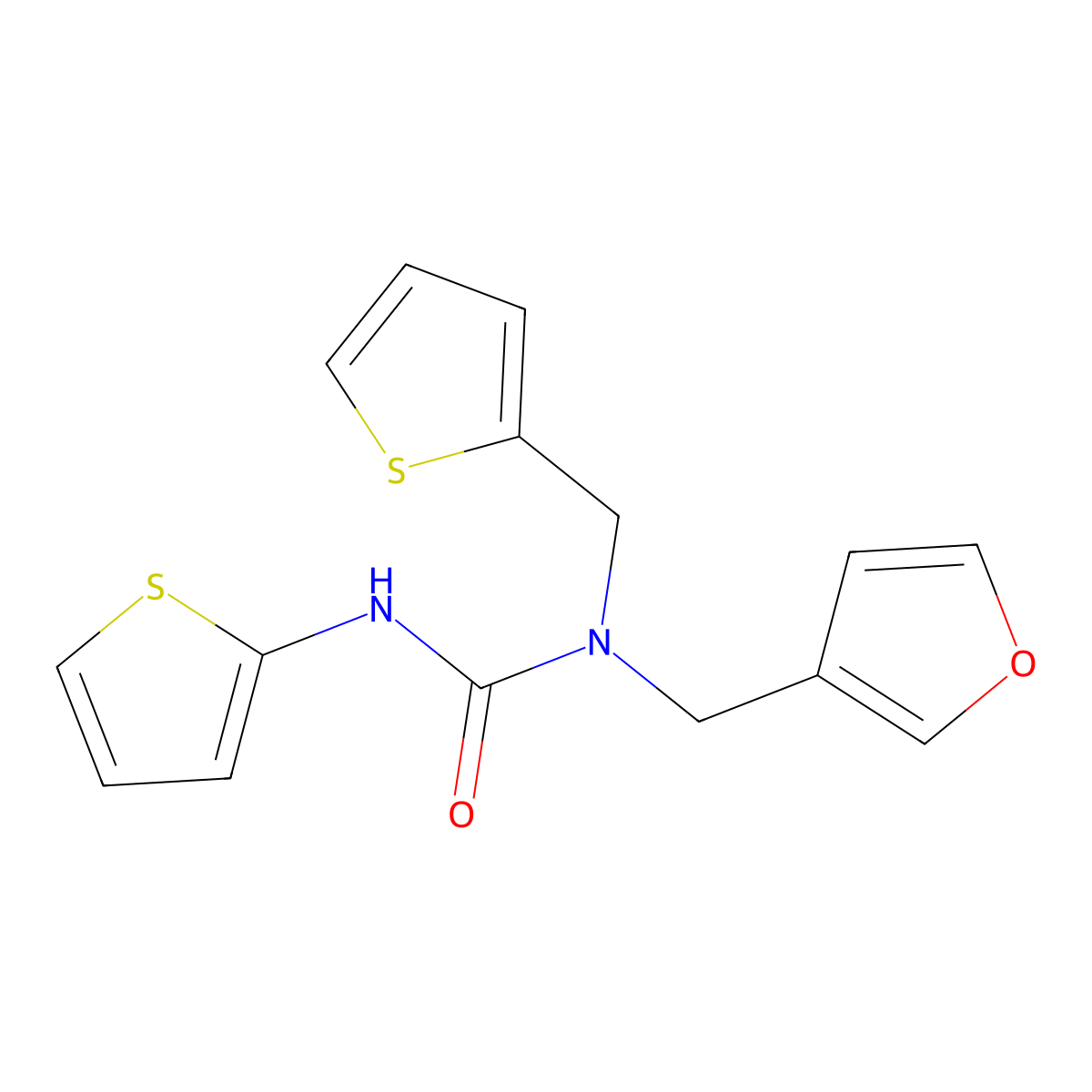 1-(Furan-3-ylmethyl)-3-(thiophen-2-yl)-1-(thiophen-2-ylmethyl)urea molecular structure, CAS 1421456-76-9
