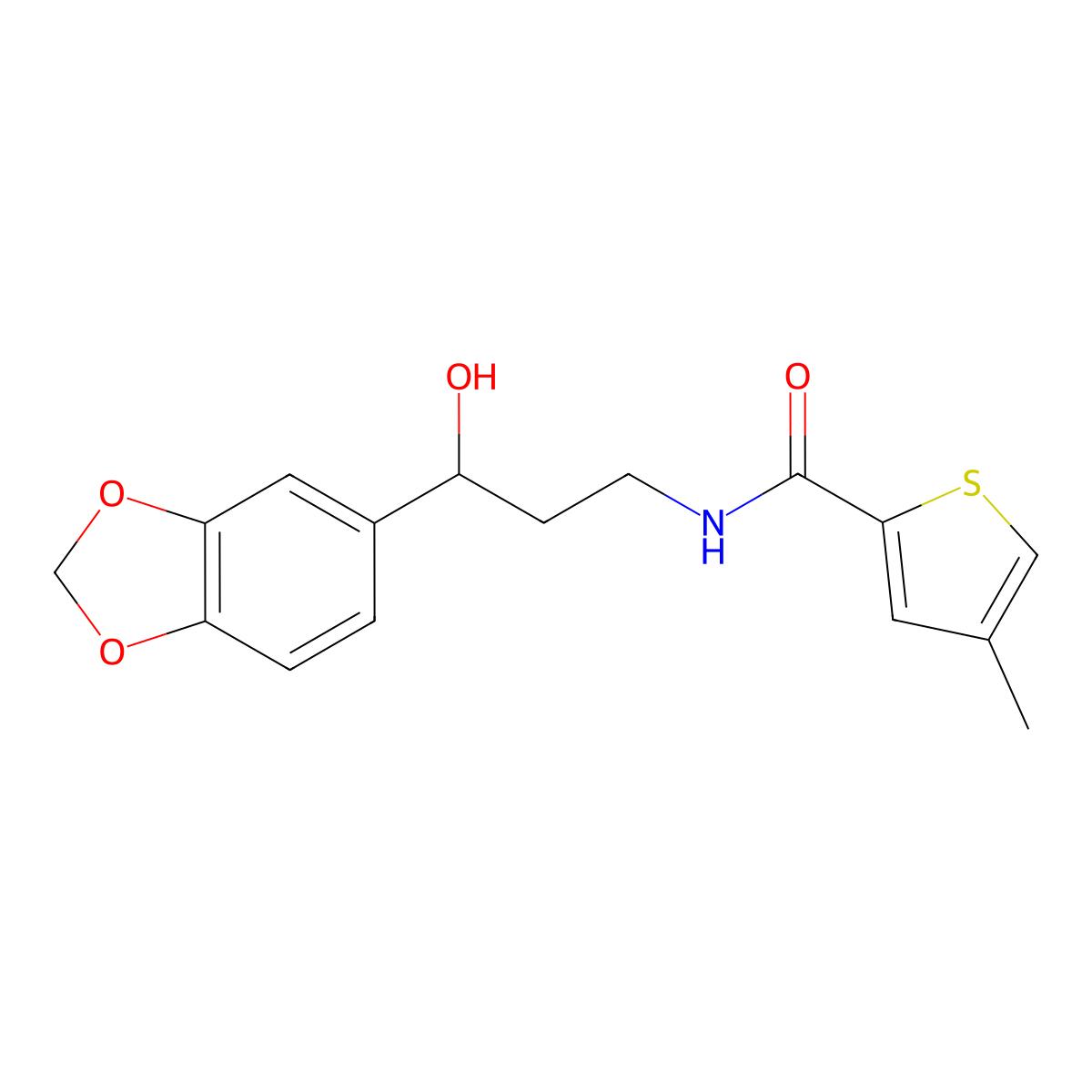 N-(3-(benzo[d][1,3]dioxol-5-yl)-3-hydroxypropyl)-4-methylthiophene-2-carboxamide molecular structure, CAS 1421456-78-1